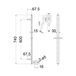 Alternative view of Espresso Multi Function Shower on Rail Brushed Gold