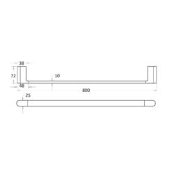 Alternative view of Espresso 800mm Single Towel Rail Gun Metal