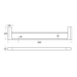 Alternative view of Espresso 600mm Double Towel Rail Brushed Gold