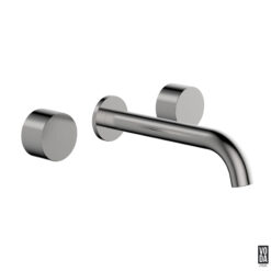 Tara 3 Piece Wall Basin/Bath Set with Ceramic Spindles Brushed Nickel