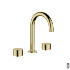 Tara 3 Piece Basin/Bath Set with Ceramic Spindles Brushed Gold