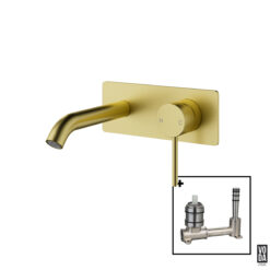 Pure Wall Basin/Bath Single Back Plate Set Brushed Gold