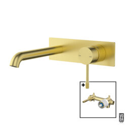 Emerald Wall Basin/Bath Set Single Back Plate Set Brushed Gold