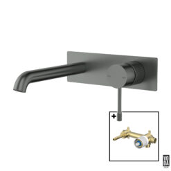 Emerald Wall Basin/Bath Set Single Back Plate Set Gun Metal