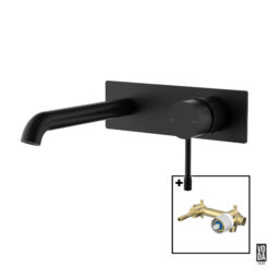 Emerald Wall Basin/Bath Set Single Back Plate Set Matte Black