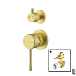 Emerald Shower Mixer with Diverter Separate Plates Set Brushed Gold
