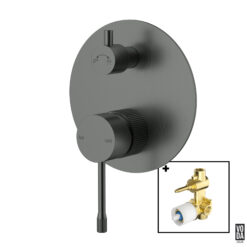 Emerald Shower Mixer with Diverter Single Plate Set Gun Metal