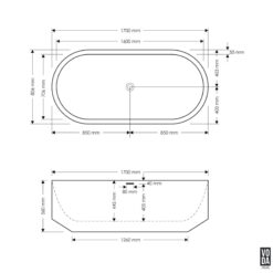 Alternative view of 1700mm Eden Oval Freestanding Bath White