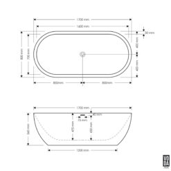 Alternative view of 1700mm Indy Freestanding Bath White