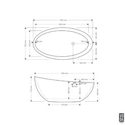 Alternative view of 1700mm Ray Freestanding Bath White