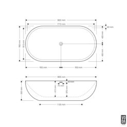 Alternative view of 1800mm Victoria Freestanding Bath White