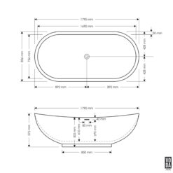 Alternative view of 1790mm Willow Freestanding Bath White
