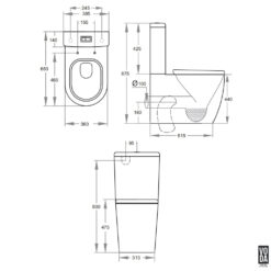 Alternative view of Arjun Ambulant Rimless Back-to-Wall Toilet Suite Glossy White