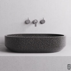 Eden Oval Terrazzo Stone Above Counter Basin Black