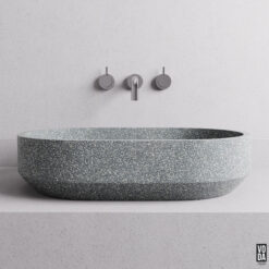 Eden Oval Terrazzo Stone Above Counter Basin Grey