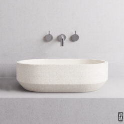 Eden Small Oval Terrazzo Stone Above Counter Basin White