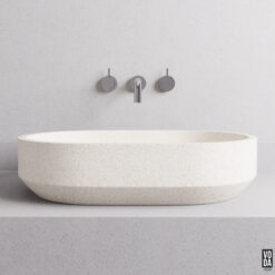 Eden Oval Terrazzo Stone Above Counter Basin White