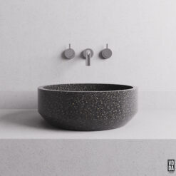 Eden Round Terrazzo Stone Above Counter Basin Black