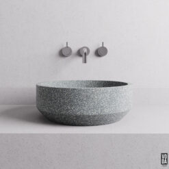 Eden Round Terrazzo Stone Above Counter Basin Grey