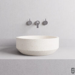 Eden Round Terrazzo Stone Above Counter Basin White