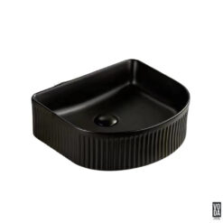 Arco 400mm Arch Fluted Ceramic Above Counter Basin Matte Black
