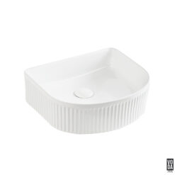 Arco 400mm Arch Fluted Ceramic Above Counter Basin Matte White