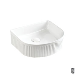 Arco 400mm Arch Fluted Ceramic Above Counter Basin Gloss White