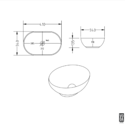Alternative view of Birch 405mm Oval Ceramic Above Counter Basin Matte White