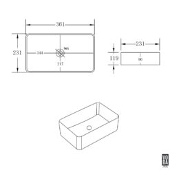 Alternative view of Ellips 360mm Rectangular Ceramic Above Counter Basin Gloss White