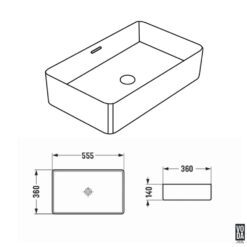 Alternative view of Ellips 550mm Rectangular Ceramic Above Counter Basin with Overflow Gloss White
