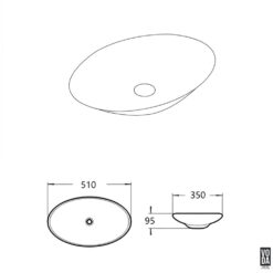 Alternative view of Cabrita 510mm Oval Ceramic Above Counter Basin Gloss White