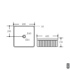 Alternative view of Crete 400mm Square Fluted Ceramic Above Counter Basin Gloss White
