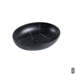 Carey 520mm Oval Ceramic Above Counter Basin Matte Carrara Black