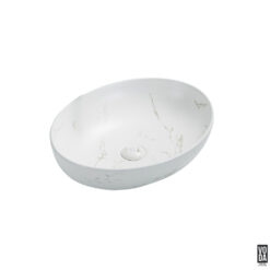 Carey 520mm Oval Ceramic Above Counter Basin Matte Carrara White