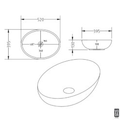 Alternative view of Carey 520mm Oval Ceramic Above Counter Basin Matte White
