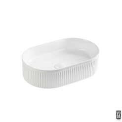 Ellips 490mm Pill Fluted Ceramic Above Counter Basin Gloss White
