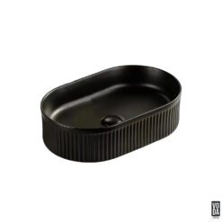 Ellips 490mm Pill Fluted Ceramic Above Counter Basin Matte Black
