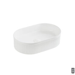 Ellips 490mm Pill Fluted Ceramic Above Counter Basin Matte White