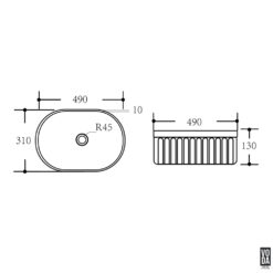 Alternative view of Ellips 490mm Pill Fluted Ceramic Above Counter Basin Matte Black