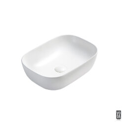 Ellips 465mm Round Rectangular Ceramic Above Counter Basin Matte White