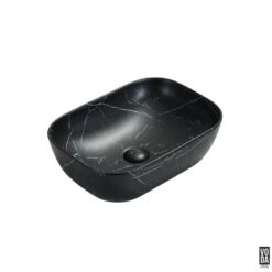 Ellips 465mm Round Rectangular Ceramic Above Counter Basin Matte Carrara Black