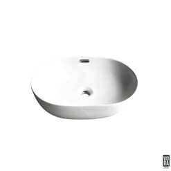 Ellips 490mm Pill Ceramic Above Counter Basin with Overflow Gloss White