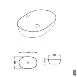 Alternative view of Ellips 490mm Pill Ceramic Above Counter Basin with Overflow Gloss White