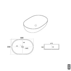 Alternative view of Ellips 490mm Pill Ceramic Above Counter Basin Matte Black