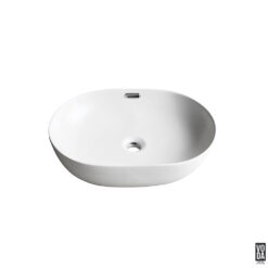 Ellips 490mm Pill Ceramic Above Counter Basin with Overflow Matte White