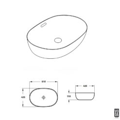 Alternative view of Ellips 610mm Pill Ceramic Above Counter Basin with Overflow Gloss White
