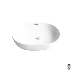 Ellips 610mm Pill Ceramic Above Counter Basin with Overflow Matte White