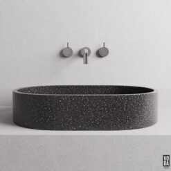 Margo Seamless Edge Terrazzo Stone Above Counter Basin Black