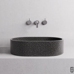 Margo Small Seamless Edge Terrazzo Stone Above Counter Basin Black