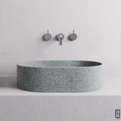 Margo Small Seamless Edge Terrazzo Stone Above Counter Basin Grey